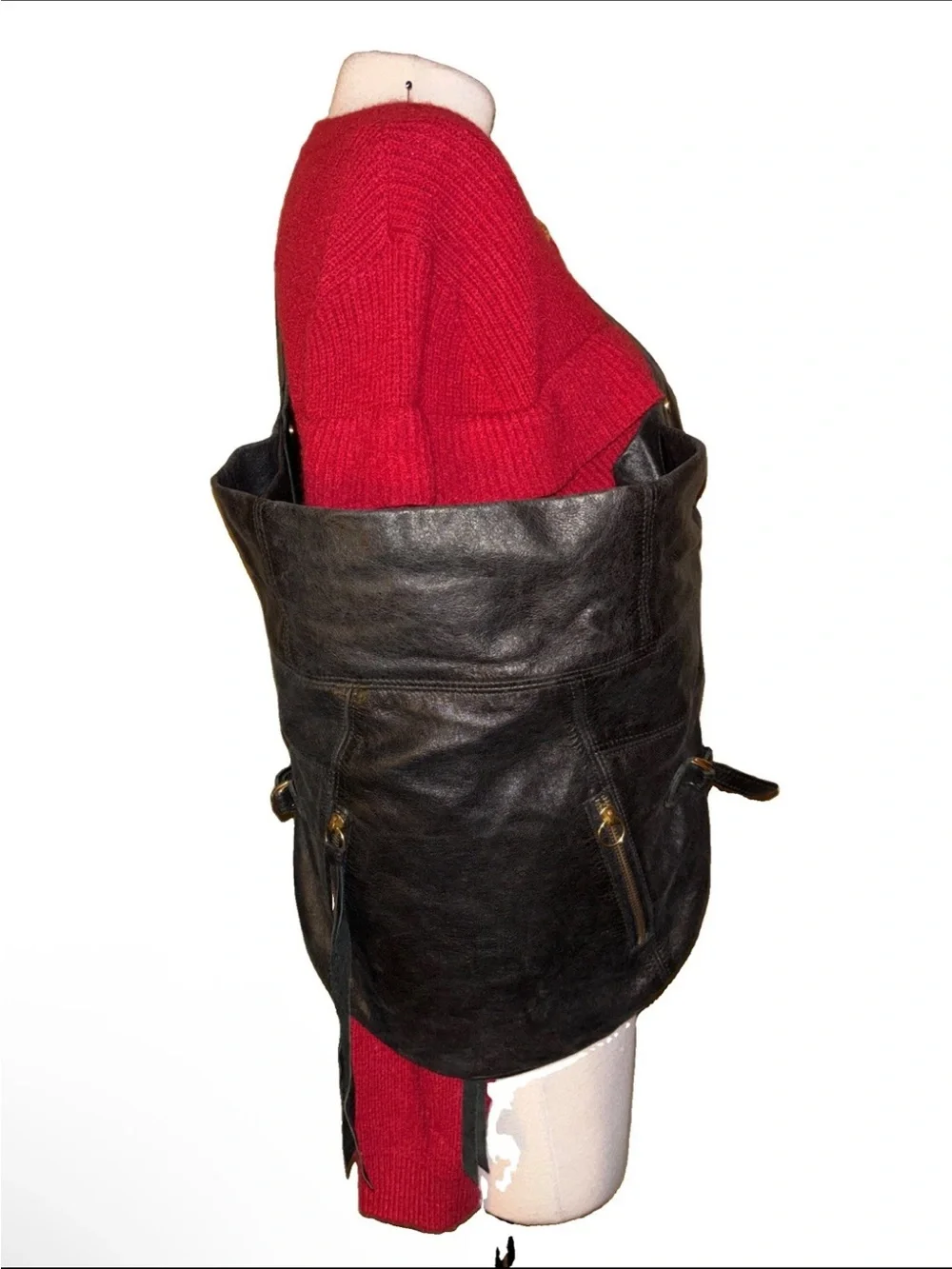 Foley + Corinna Black Leather Tote with Interior Zip Pocket